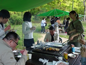 恒例のBBQ 焼きおにぎりおいしい!!